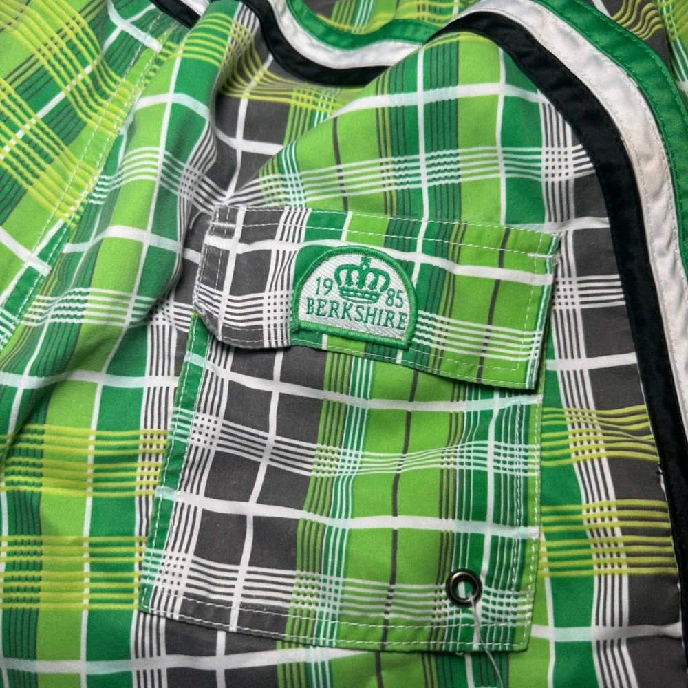 Royal County of Berkshire‎ Polo Club Mens Green Plaid Swim Trunks Shorts Size M
